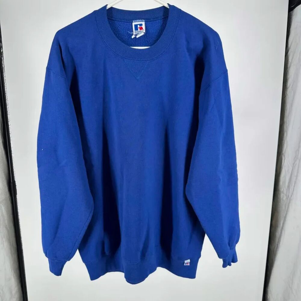 Vintage Russell Athletic USA MADE Blue Blank Sweatshirt Size XXL